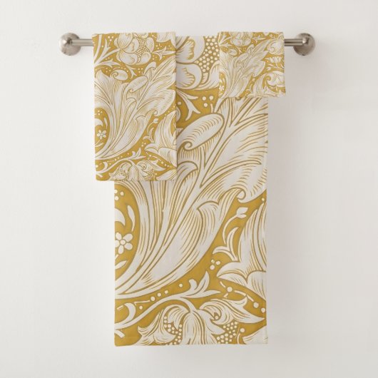 Morris Bachelor's Button Flower & Golden Stems Bad Handdoek (Insitu)
