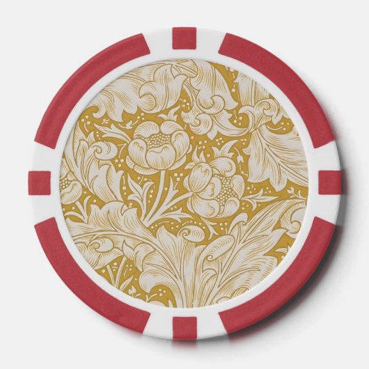 Morris Bachelor's Button Flower & Golden Stems Poker Chips (Voorkant)