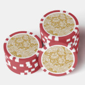 Morris Bachelor's Button Flower & Golden Stems Poker Chips (Opstapeling)