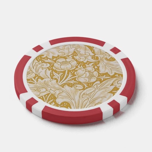 Morris Bachelor's Button Flower & Golden Stems Poker Chips (Enkel)