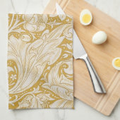 Morris Bachelor's Button Flower & Golden Stems Theedoek (Quarter Fold)