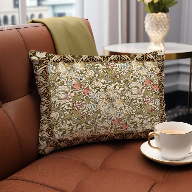 Morris Birds & Anemone Donker Oerwoud Groen Accent Kussen (Creator heeft geüpload)