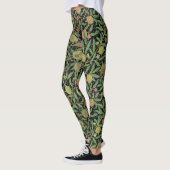 Morris Black Achtergrond Antiek Pomegrana Pattern Leggings (Links)