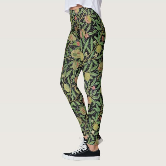 Morris Black Achtergrond Antiek Pomegrana Pattern Leggings (Links)