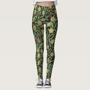 Morris Black Achtergrond Antiek Pomegrana Pattern Leggings