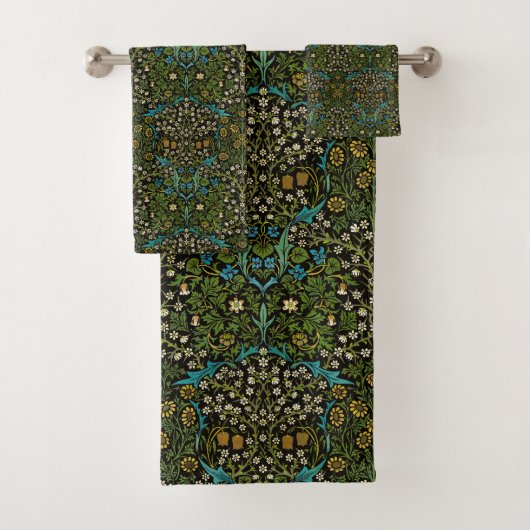 Morris Black Achtergrond Blackthorn Pattern Bad Handdoek (Insitu)
