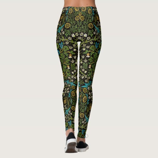 Morris Black Achtergrond  Blackthorn Pattern Leggings (Achterkant)