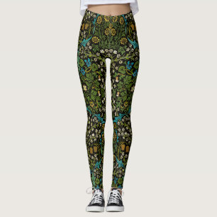 Morris Black Achtergrond Blackthorn Pattern Leggings