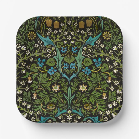 Morris Black Achtergrond  Blackthorn Pattern Papieren Bordje (Voorkant)