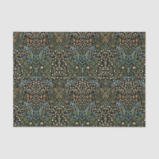 Morris Black Achtergrond  Blackthorn Pattern Tissuepapier (Voorkant)