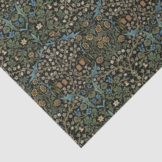 Morris Black Achtergrond  Blackthorn Pattern Tissuepapier (Detail)