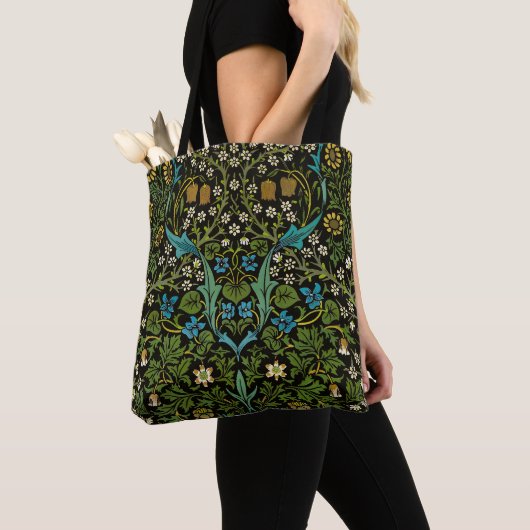Morris Black Achtergrond Blackthorn Pattern Tote Bag (Dichtbij)