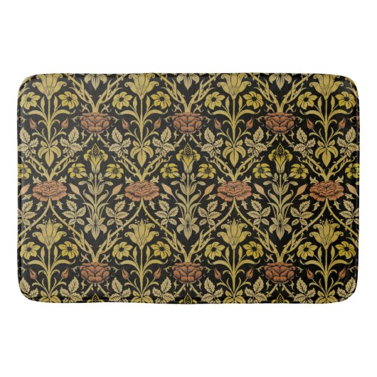 Morris Black Achtergrond Roos & Lily Flower Patter Badmat (Voorkant)