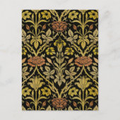 Morris Black Achtergrond Roos & Lily Flower Patter Briefkaart (Voorkant)