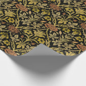 Morris Black Achtergrond Roos & Lily Flower Patter Cadeaupapier (Hoek)