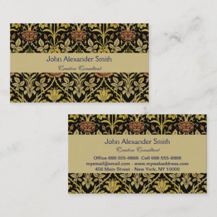 Morris Black Achtergrond Roos & Lily Flower Patter Visitekaartje