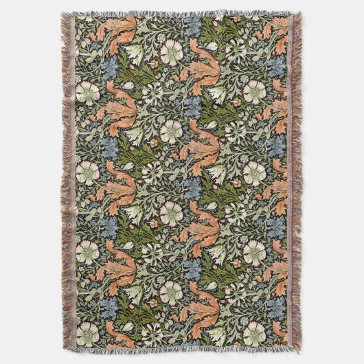 Morris BlackBackground 1896 Compton Floral Pattern Deken (Voorkant Verticaal)