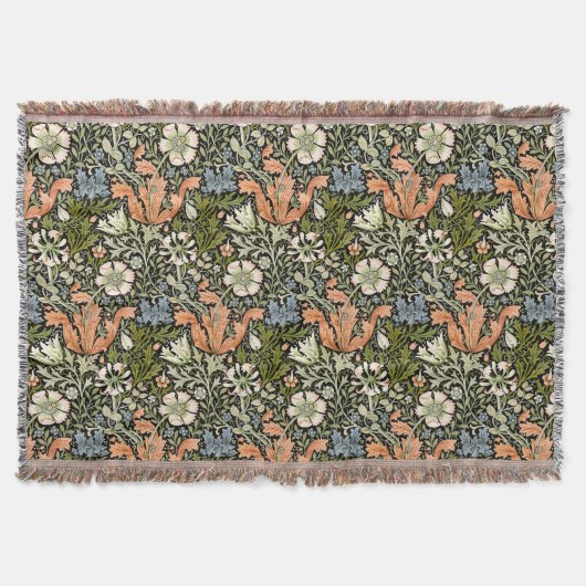 Morris BlackBackground 1896 Compton Floral Pattern Deken (Voorkant)