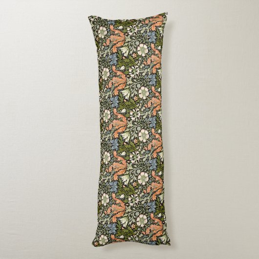 Morris BlackBackground 1896 Compton Floral Pattern Lichaamskussen (Achterkant (Verticaal))