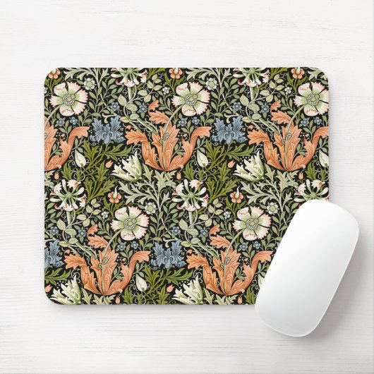 Morris BlackBackground 1896 Compton Floral Pattern Muismat (Met muis)