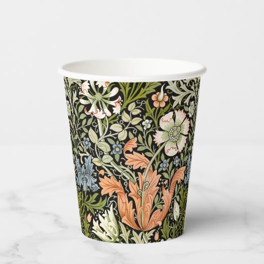 Morris BlackBackground 1896 Compton Floral Pattern Papieren Bekers (Achterkant)