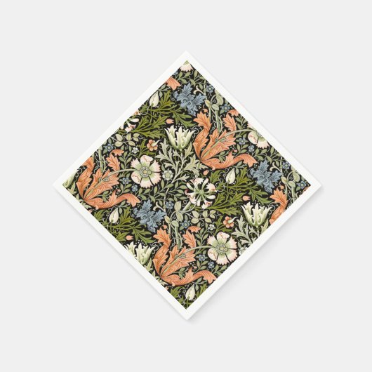 Morris BlackBackground 1896 Compton Floral Pattern Servet (Hoek)