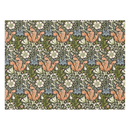Morris BlackBackground 1896 Compton Floral Pattern Tafelkleed (Voorkant (Horizontaal))