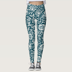 Morris Blauw & Wit Bloempatroon Leggings