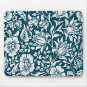 Morris Blauw & Wit Bloempatroon Muismat (Voorkant)