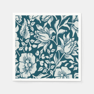 Morris Blauw & Wit Bloempatroon Servet