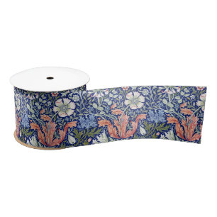 Morris Blauwe Achtergrond 1896 Compton Bloemenpatr Satijnen Lint