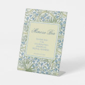 Morris, Blauwe Belbloemen Bruidsbrunch Mimosa Bar Reclamebord Met Voetstuk (Voorkant)