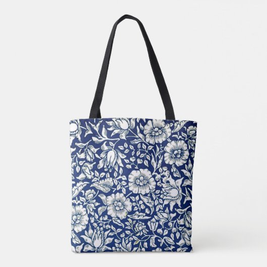 Morris - Blauwe Mallow,  patroon Tote Bag (Achterkant)