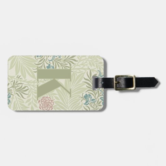 Morris Blauwgroen Blauw & Roze Larkspur Patroon Bagagelabel (Voorkant horizontaal)