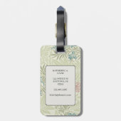 Morris Blauwgroen Blauw & Roze Larkspur Patroon Bagagelabel (Achterkant verticaal)