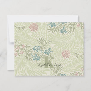 Morris Blauwgroen Blauw & Roze Larkspur Patroon No Notitiekaartje