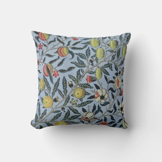 Morris Blue Achtergrond Antiek Pomegrana Patroon Kussen (Voorkant)