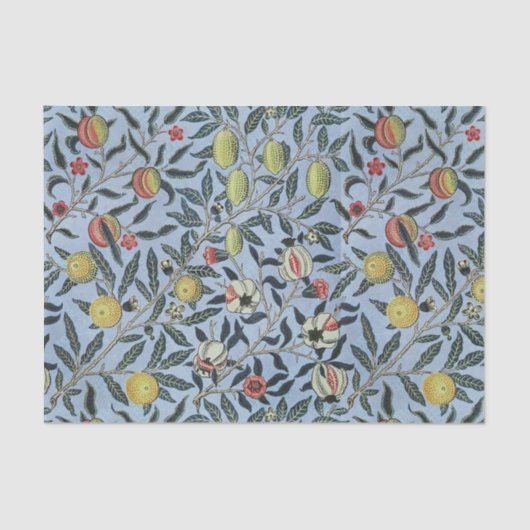 Morris Blue Achtergrond Antiek Pomegrana Patroon Tissuepapier (Voorkant)