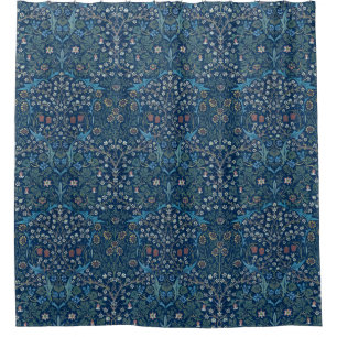 Morris Blue Achtergrond  Blackthorn Pattern Douchegordijn