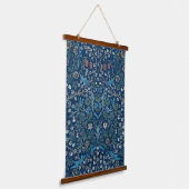 Morris Blue Achtergrond Blackthorn Pattern Hangend Wandkleed (Gebogen)