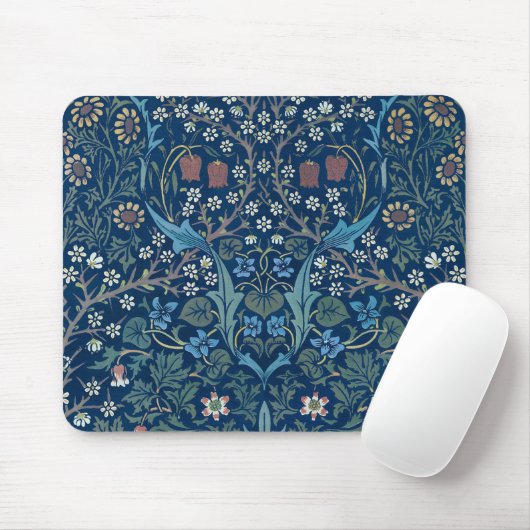 Morris Blue Achtergrond Blackthorn Pattern Muismat (Met muis)