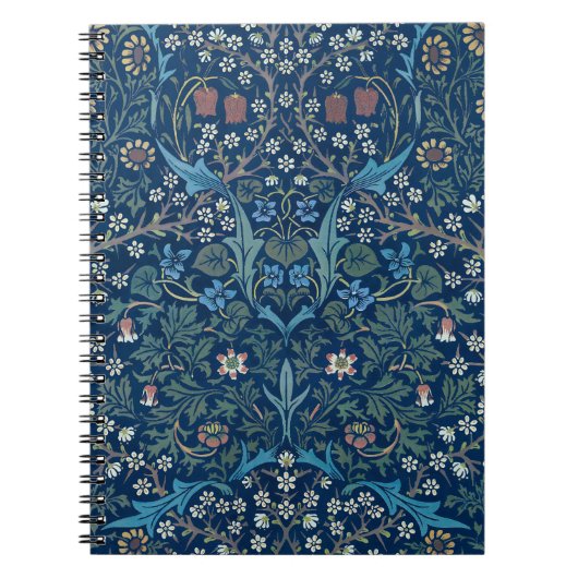 Morris Blue Achtergrond Blackthorn Pattern Notitieboek (Voorkant)