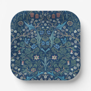 Morris Blue Achtergrond Blackthorn Pattern Papieren Bordje