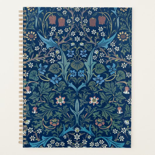Morris Blue Achtergrond Blackthorn Pattern Planner (Voorkant)
