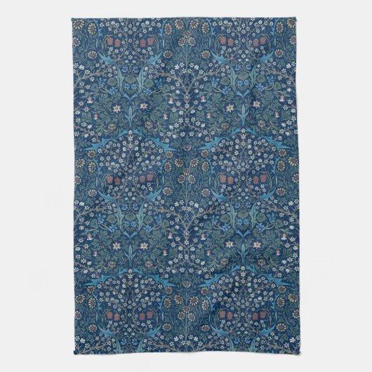 Morris Blue Achtergrond  Blackthorn Pattern Theedoek (Verticaal)