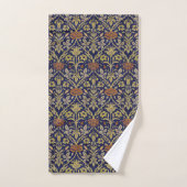 Morris Blue Achtergrond Roos & Lily Flower Pattern Bad Handdoek (Handdoek)