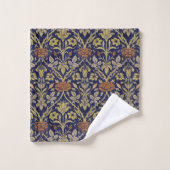 Morris Blue Achtergrond Roos & Lily Flower Pattern Bad Handdoek (Wasdoekje)