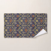 Morris Blue Achtergrond Roos & Lily Flower Pattern Bad Handdoek (Handdoek)