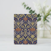 Morris Blue Achtergrond Roos & Lily Flower Pattern Briefkaart (Staand voorkant)