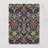 Morris Blue Achtergrond Roos & Lily Flower Pattern Briefkaart (Voorkant)